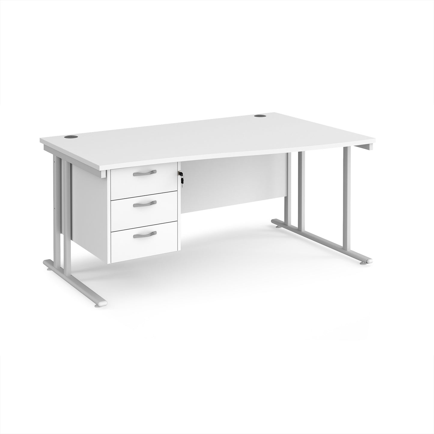 Maestro 25 cantilever right hand wave desk with 3 drawer ped - MC16WRP3WHWH