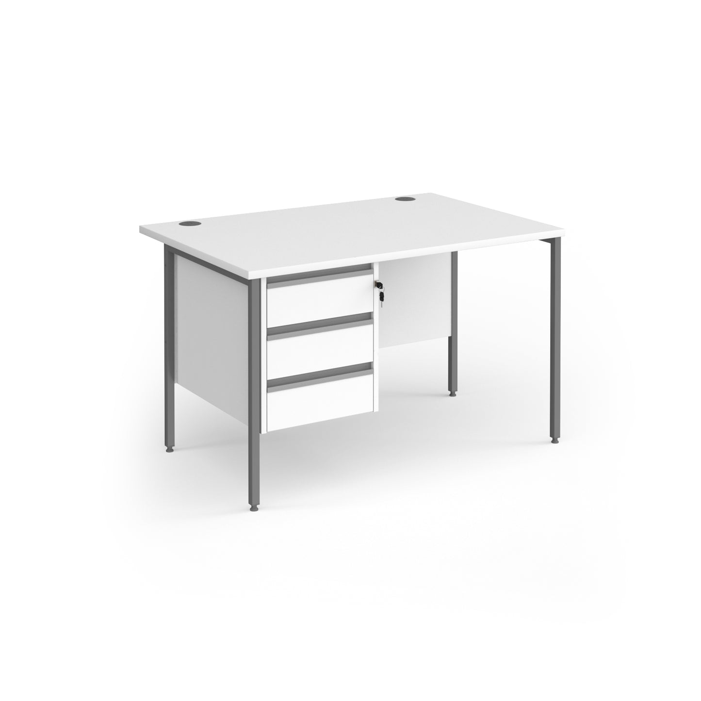 Contract 25 H-Frame straight desk with 3 drawer pedestal - CH12S3-G-WH