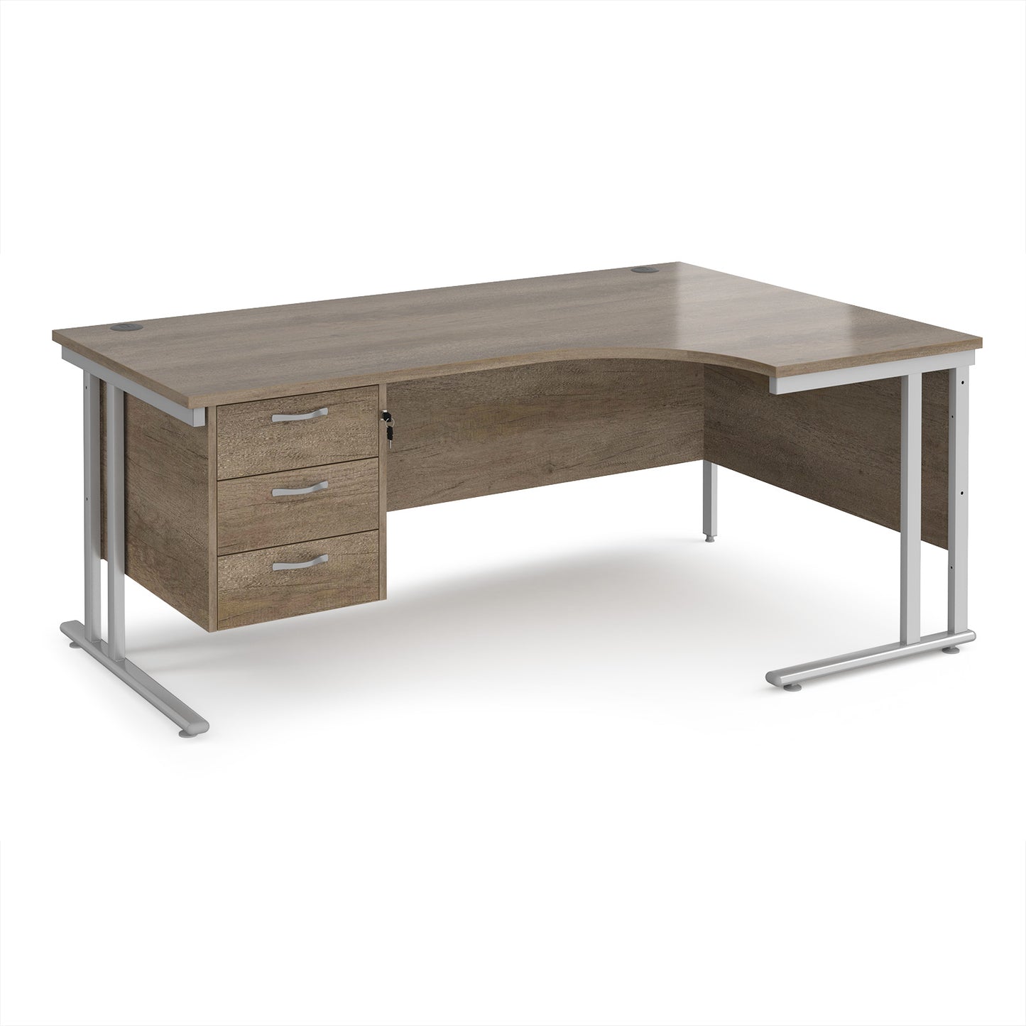 Maestro 25 cantilever right hand ergonomic desk with 3 drawer ped - MC18ERP3SNO
