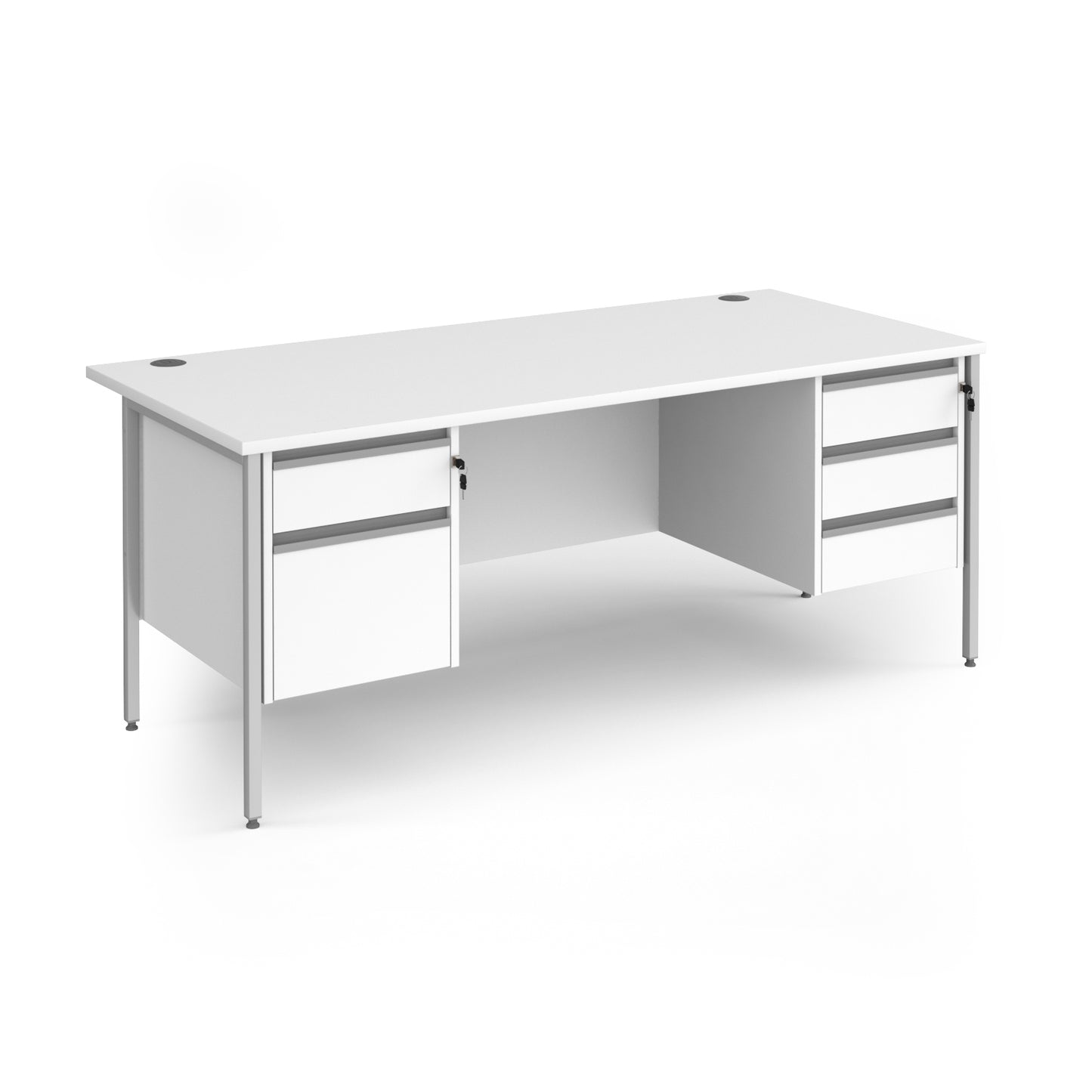 Contract 25 H-Frame straight desk with 2 and 3 drawer peds - CH18S23-S-WH