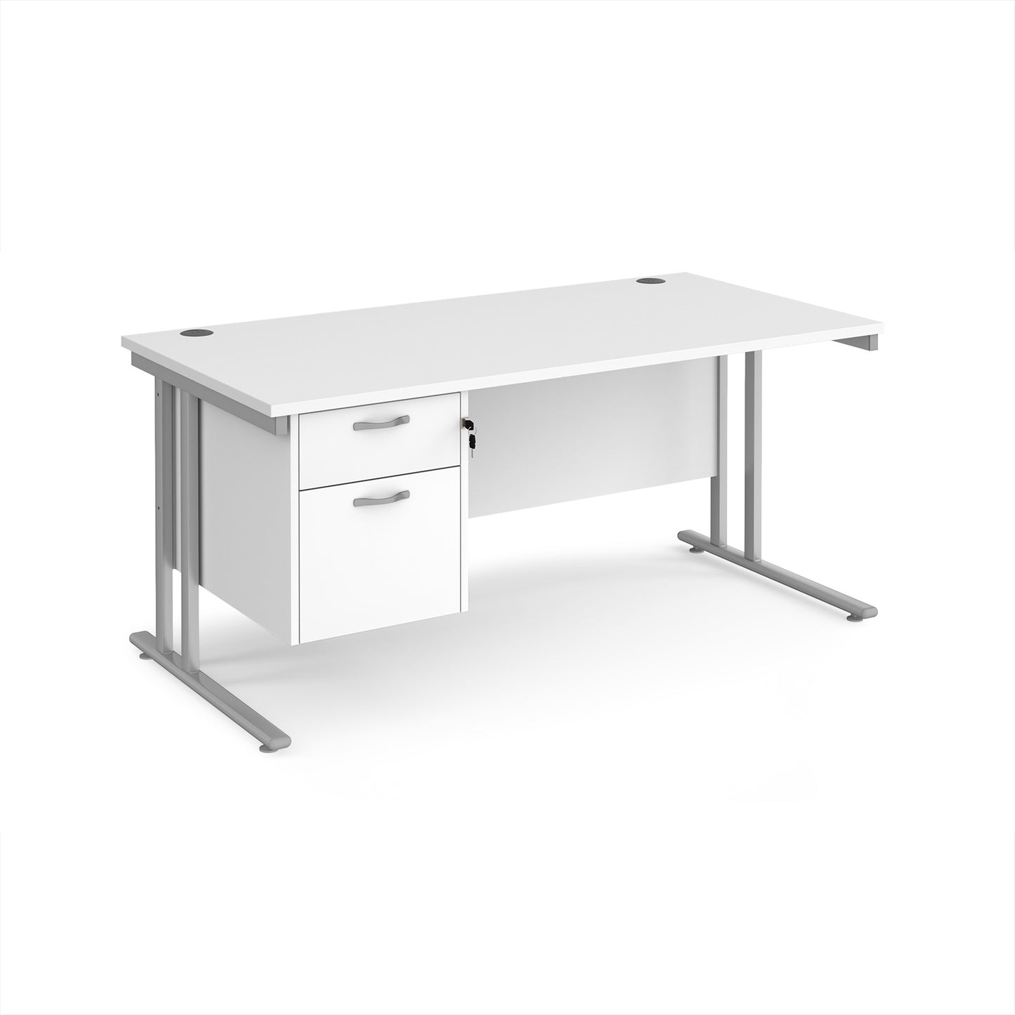 Maestro 25 cantilever 800mm deep desk with 2 drawer ped - MC16P2SWH