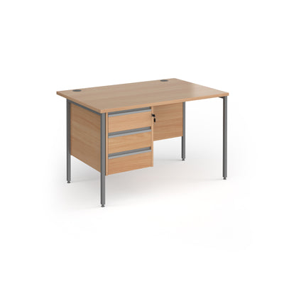 Contract 25 H-Frame straight desk with 3 drawer pedestal - CH12S3-G-B