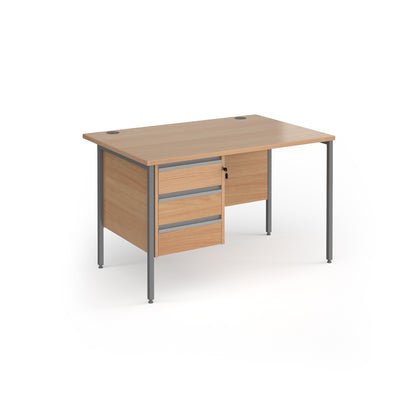 Contract 25 H-Frame straight desk with 3 drawer pedestal - CH12S3-G-B