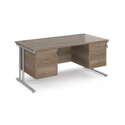 Maestro 25 cantilever 800mm deep desk with 2 & 3 drawer peds - MC16P23SNO