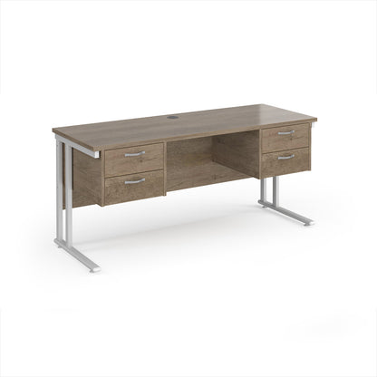 Maestro 25 cantilever 600mm deep desk with 2 x 2 drawer peds - MC616P22WHNO