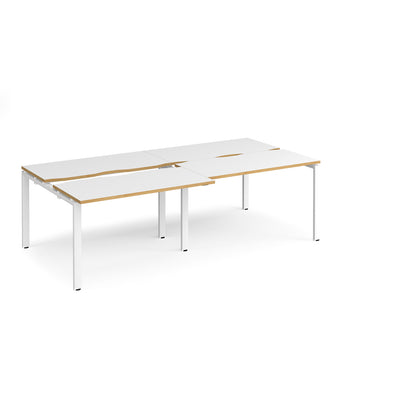 Adapt sliding top double B2B desks 1200mm deep - STE2412-WH-WO