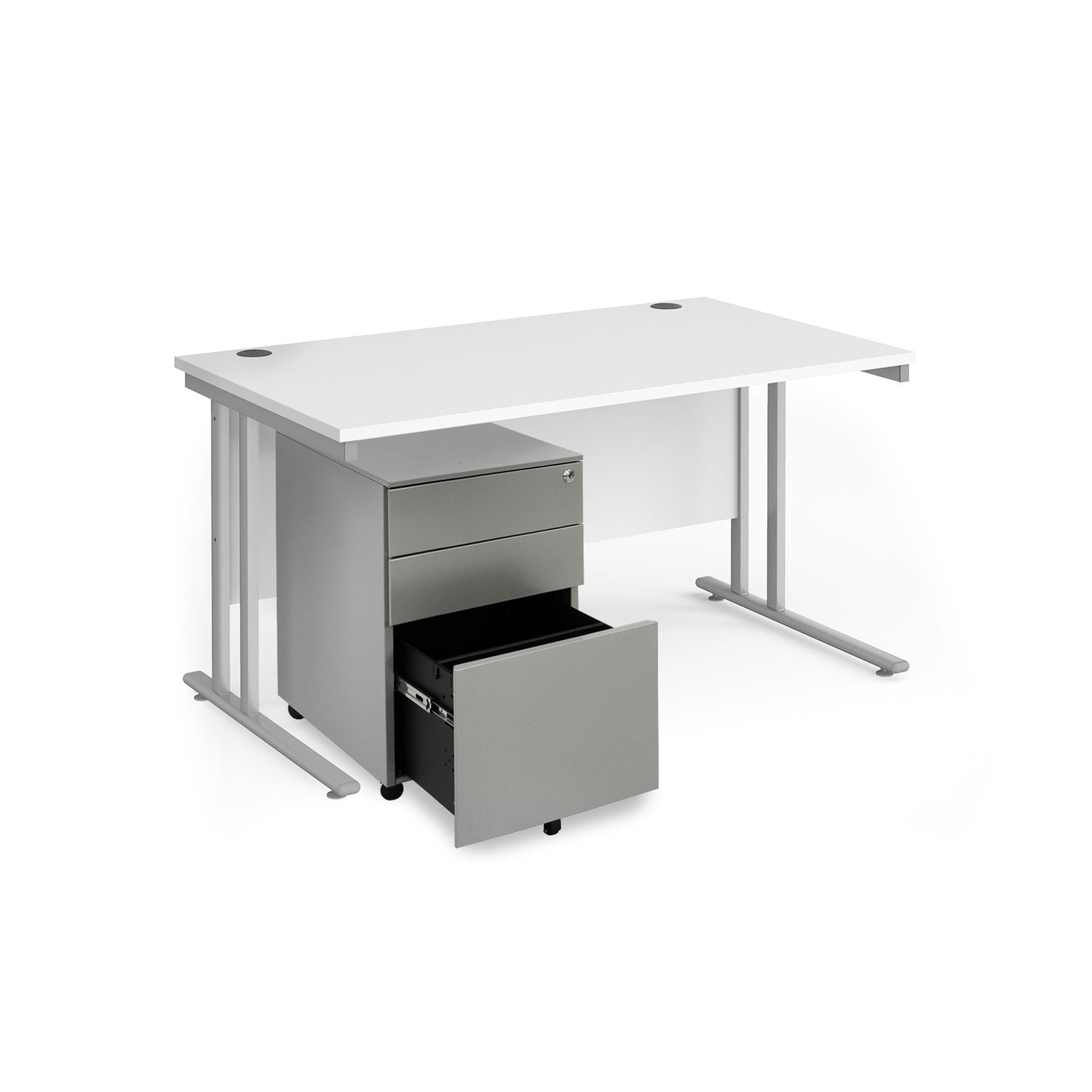 Maestro 25 bundle straight 1400 desk with 3 drawer pedestal - SBS14WH