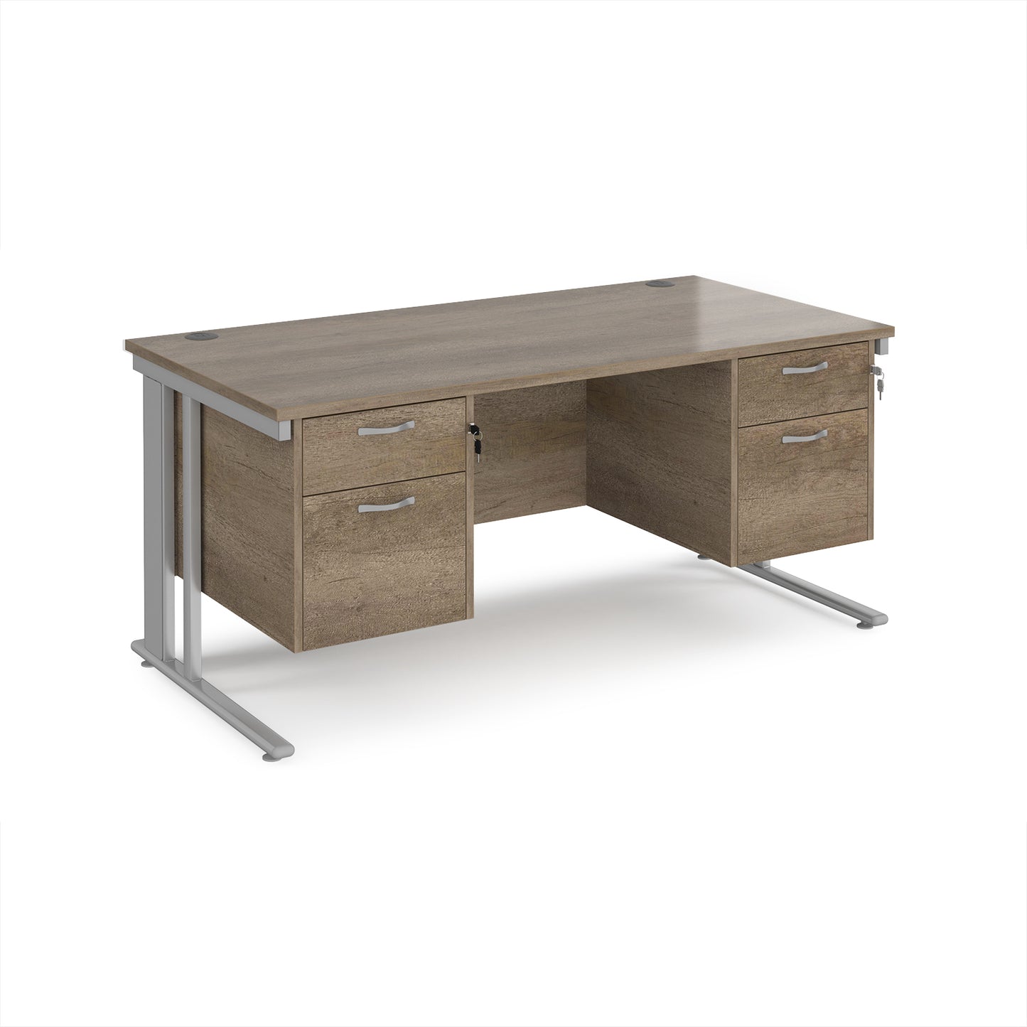 Maestro 25 cable managed 800mm deep desk with 2 x 2 drawer peds - MCM16P22SNO