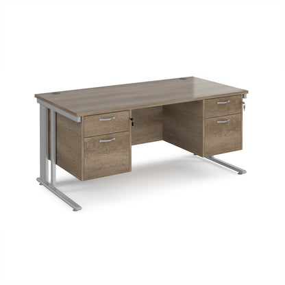 Maestro 25 cable managed 800mm deep desk with 2 x 2 drawer peds - MCM16P22SNO