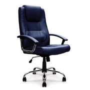 High Back Leather Faced Executive Armchair with Integral Headrest and Chrome Base