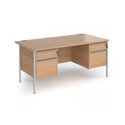 Contract 25 H-Frame straight desk with 2 and 2 drawer peds