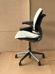 Humanscale Freedom Chair - Cream White Leather - Black  Armrests - UK DELIVERY