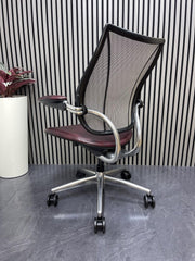 10 x Humanscale Liberty Ergonomic Office Chair – Distressed Red/Burgundy Leather – Chrome Frame