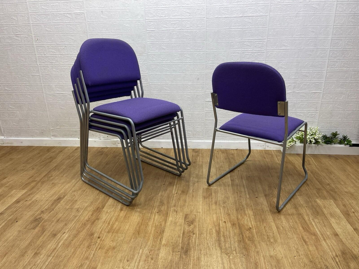 Cantilever Soft Padded Stacking Chairs / Purple / 6 Available  Can Deliver