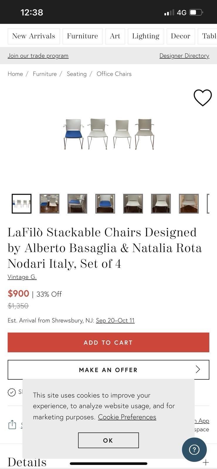 LaFilò Stackable Chairs by Alberto Basaglia & Natalia Rota Italy OPEN TO OFFERS