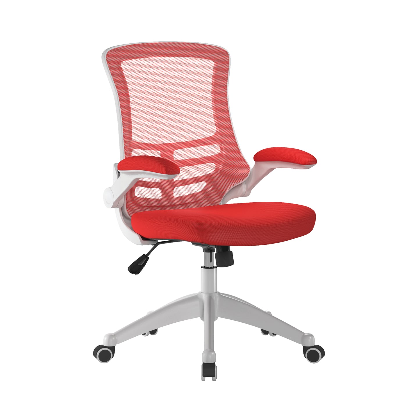 Luna - Designer Mesh Back Chair with White Frame and Convenient Folding Arms