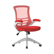 Luna Designer Mesh Back Chair with White Frame and Convenient Folding Arms