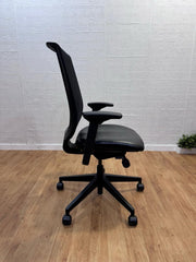 STEELCASE Reply Office Chair/Black Leather/Lumbar Support/4D Armrests/ UK DEL 🚚