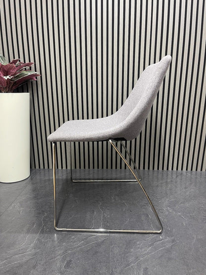 Pair of Elite Escape Designer Lounge Chair Grey Fabric Chrome Legs – Modern Office / Reception Seating – UK Delivery