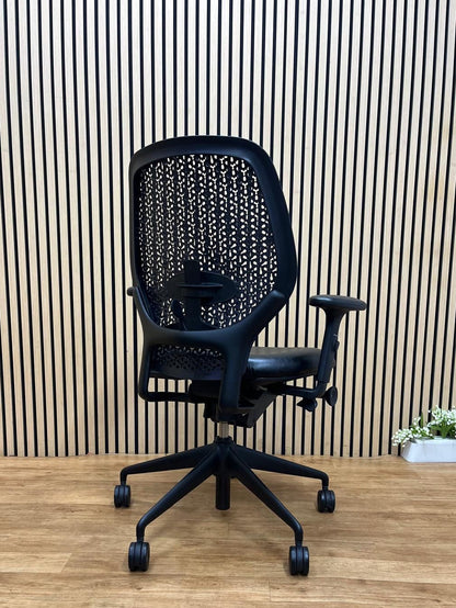 Orangebox Ara Ergonomic Office Chair Black Leather Seat | Mesh Back Task Chair UK Delivery