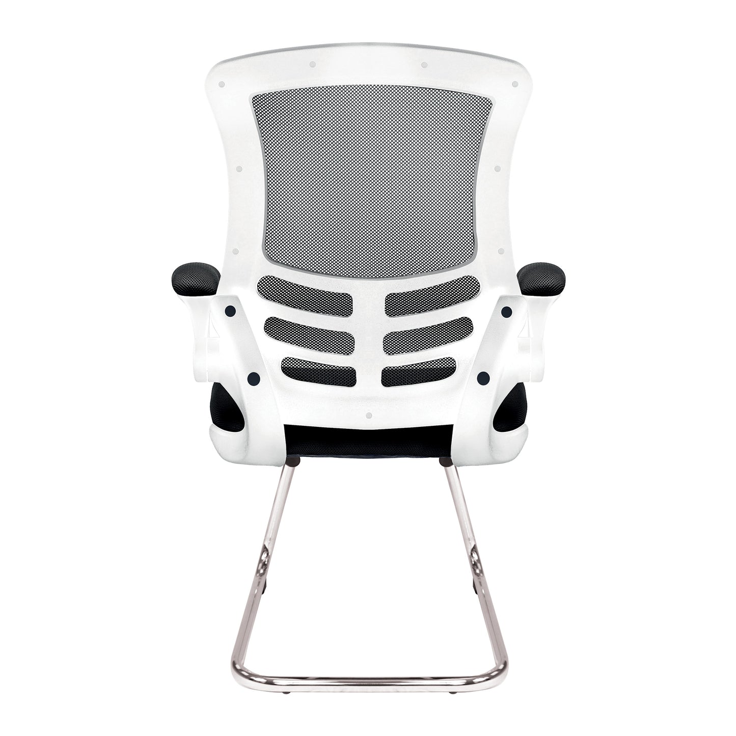 Luna - Best Selling Designer Cantilever White Framed Mesh Chair with Folding Arms