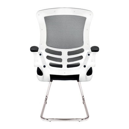 Luna - Best Selling Designer Cantilever White Framed Mesh Chair with Folding Arms