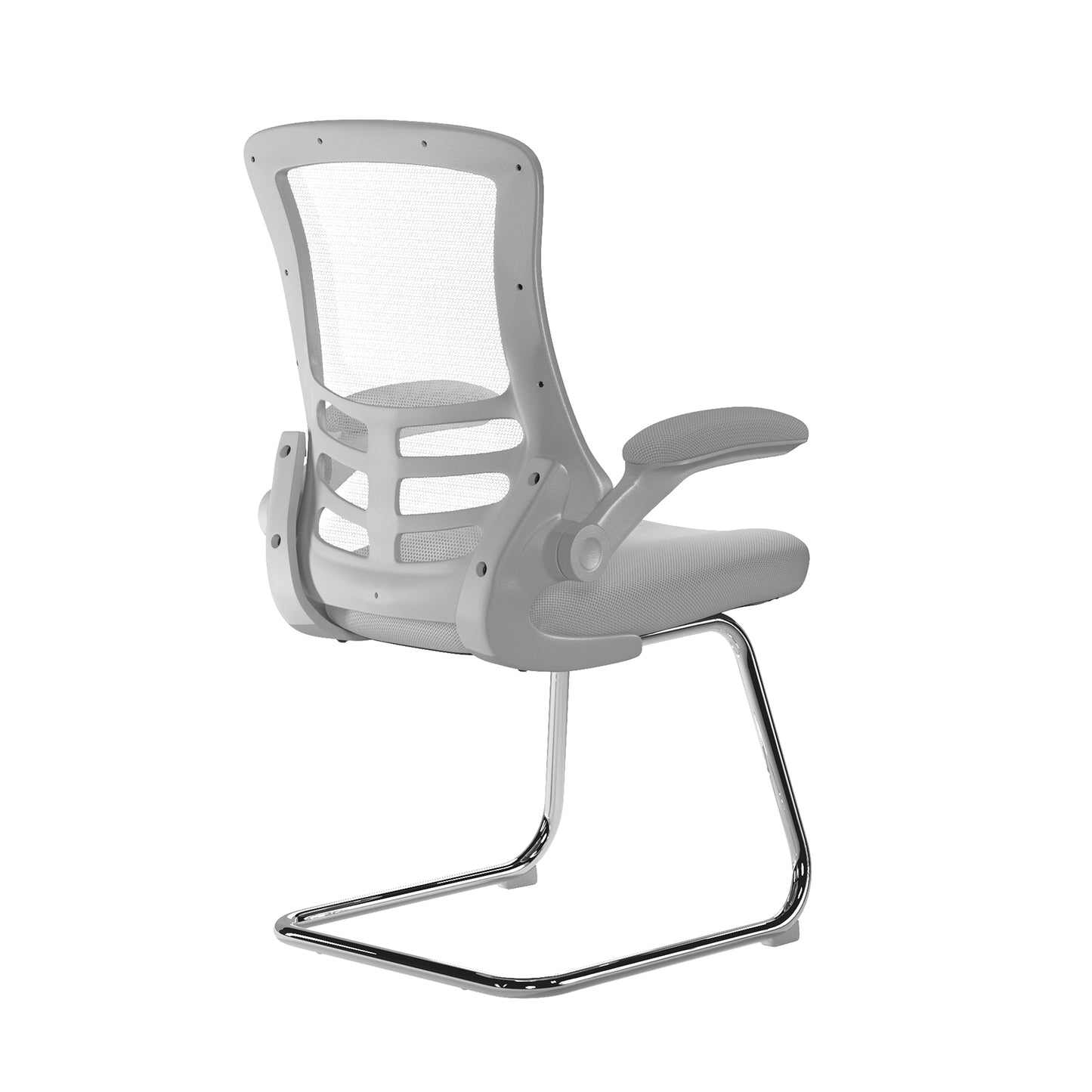 Luna - Best Selling Designer Cantilever White Framed Mesh Chair with Folding Arms
