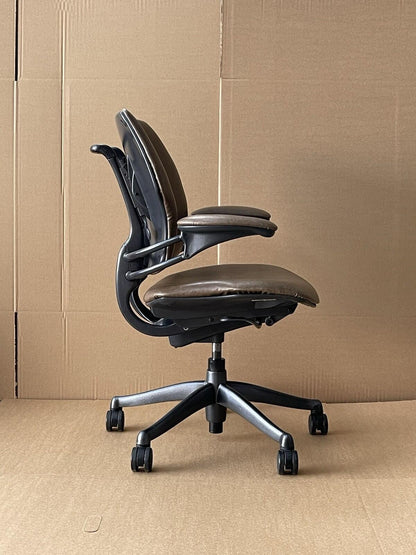 Humanscale Freedom Chair In Brown Patterned Leather - UK Delivery Rrp £1149