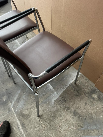 Boss Designs CARLO Executive Stacking Chairs - Genuine Brown Leather UK DELIVERY