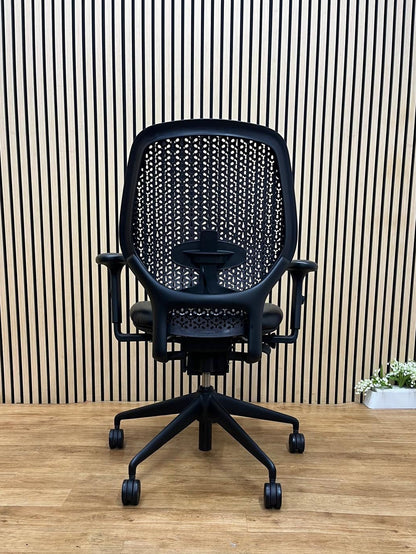 Orangebox Ara Ergonomic Office Chair Black Leather Seat | Mesh Back Task Chair UK Delivery