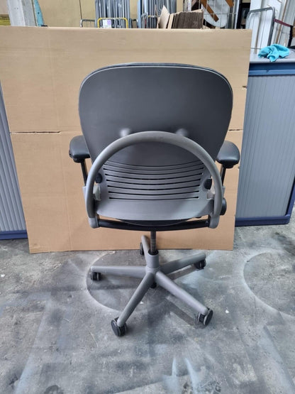 STEELCASE Leap Ergonomic Office Chair In Smokey Grey/black Leather - Can Deliver