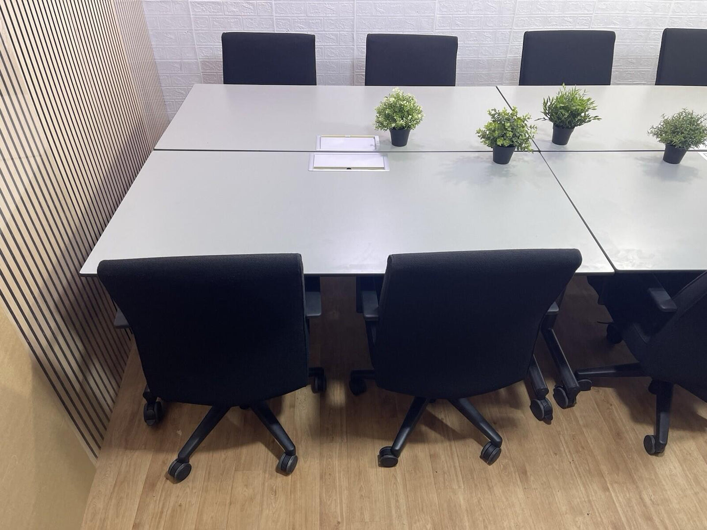 Executive Meeting Table With Power Supply- Adjustable Swivel Chairs