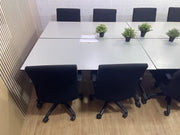 Executive Meeting Table With Power Supply- Adjustable Swivel Chairs