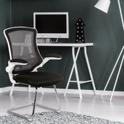 Luna - Best Selling Designer Cantilever White Framed Mesh Chair with Folding Arms