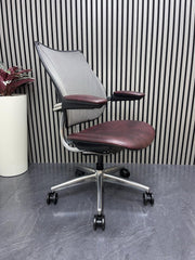 10 x Humanscale Liberty Ergonomic Office Chair – Distressed Red/Burgundy Leather – Chrome Frame