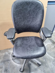 STEELCASE Leap Ergonomic Office Chair In Smokey Grey/black Leather - Can Deliver