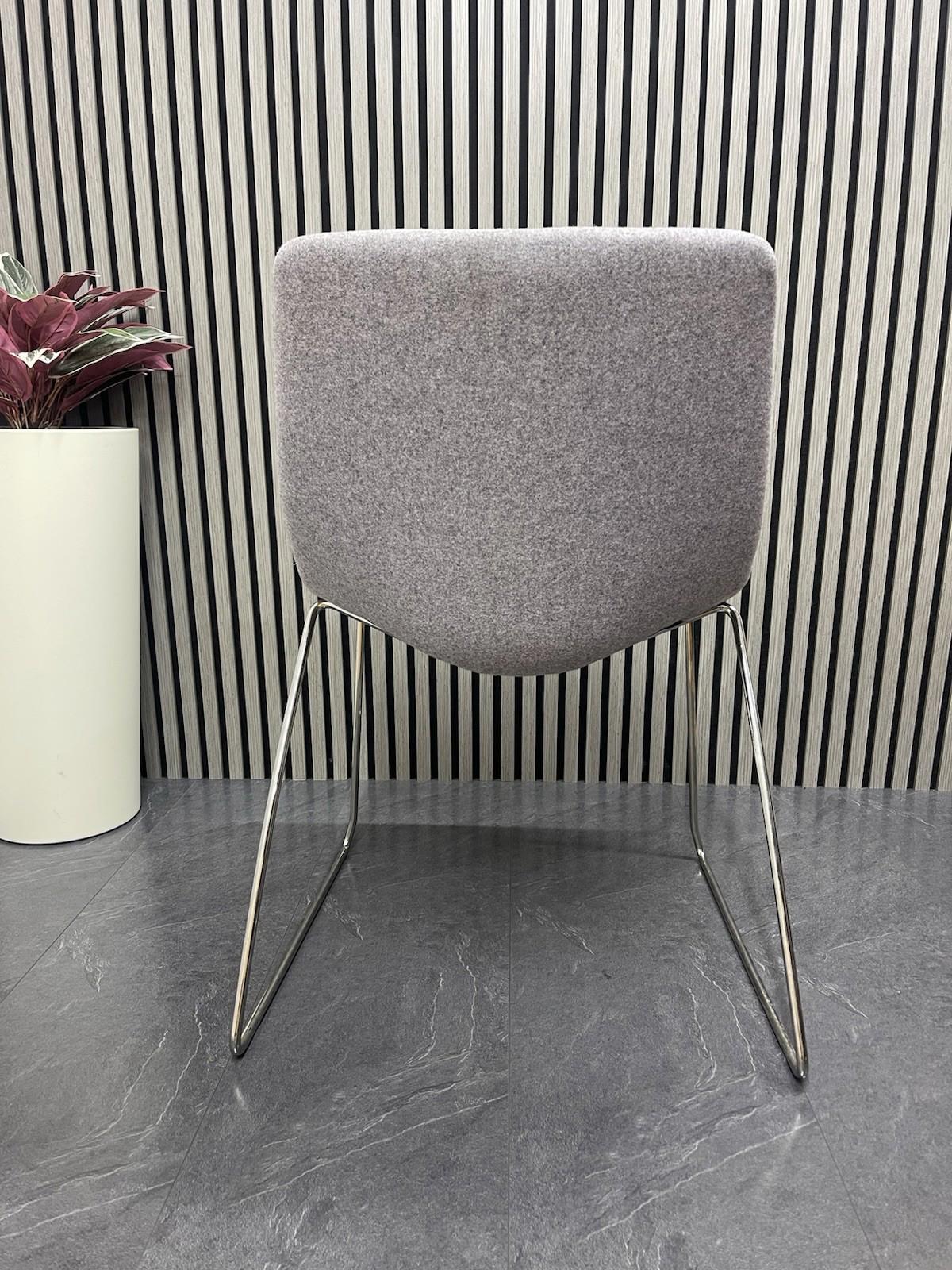 Pair of Elite Escape Designer Lounge Chair Grey Fabric Chrome Legs – Modern Office / Reception Seating – UK Delivery