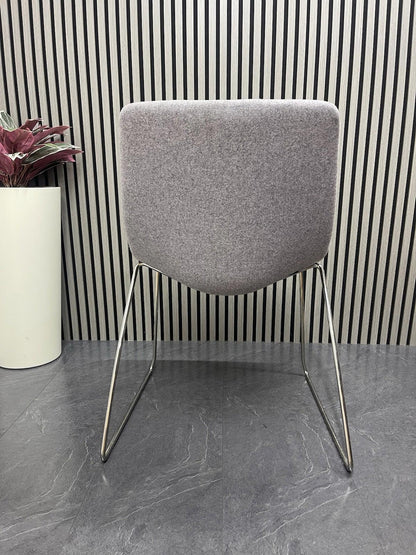 Pair of Elite Escape Designer Lounge Chair Grey Fabric Chrome Legs – Modern Office / Reception Seating – UK Delivery
