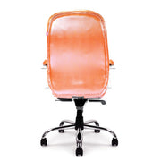 antiago – High Back Italian Leather Faced Synchronous Executive Armchair with Integral Headrest and Chrome Base
