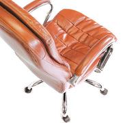 antiago – High Back Italian Leather Faced Synchronous Executive Armchair with Integral Headrest and Chrome Base