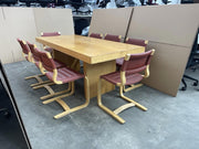 Vintage Executive Table & 8 X ISKU Made In Finland Cantilever Chairs-CAN DELIVER