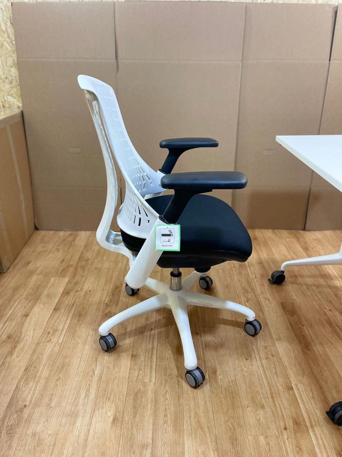 Flex Medium Back White Frame Task Operator Office Chair with Arms