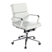 Avanti – Bonded Colour Leather Medium Back Swivel Armchair with Individual Back Cushions and Chrome Arms & Base