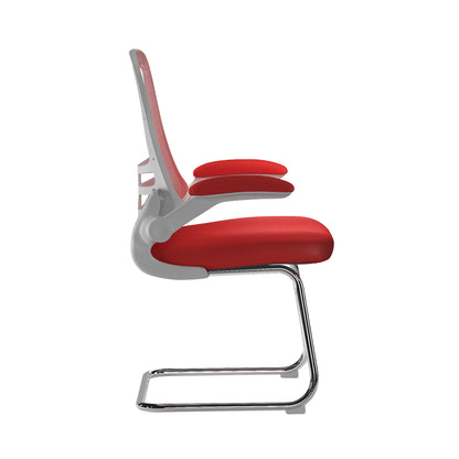 Luna - Best Selling Designer Cantilever White Framed Mesh Chair with Folding Arms