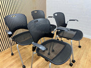 4 X Herman Miller Caper Stackable Chairs With Wheels And Armrests - UK Delivery