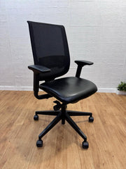 STEELCASE Reply Office Chair/Black Leather/Lumbar Support/4D Armrests/ UK DEL 🚚