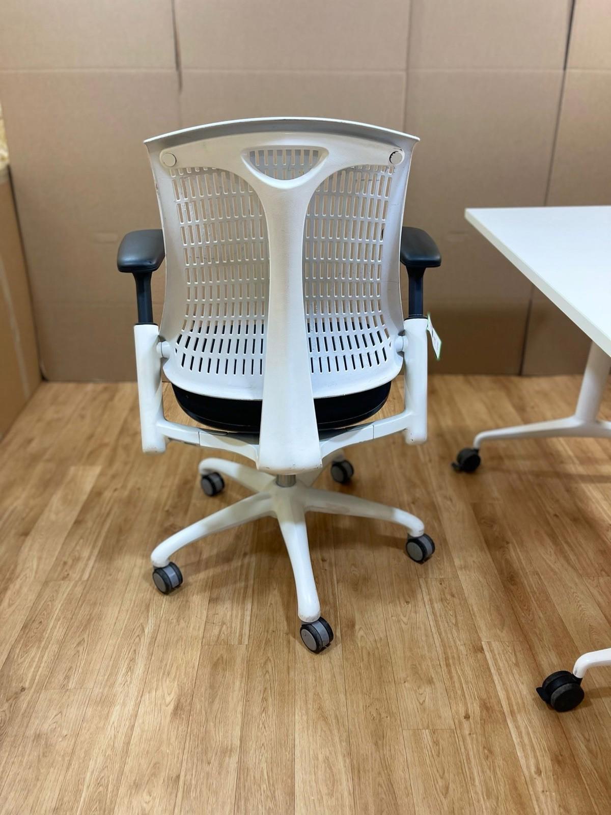 Flex Medium Back White Frame Task Operator Office Chair with Arms
