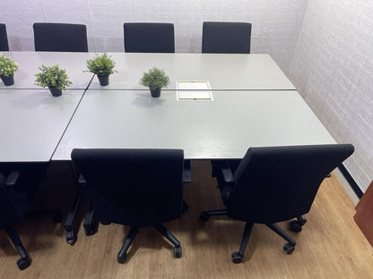 Executive Meeting Table With Power Supply- Adjustable Swivel Chairs