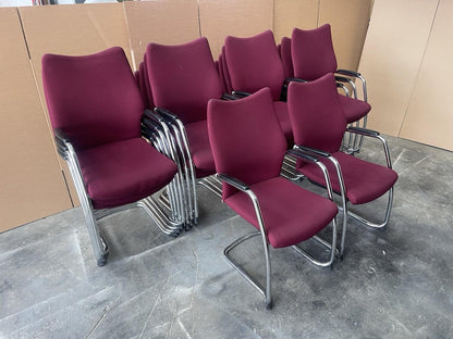 Executive Red Cantilever Frame Stackable Chairs - 140 Available - Can Delivery