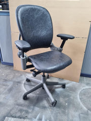 STEELCASE Leap Ergonomic Office Chair In Smokey Grey/black Leather - Can Deliver